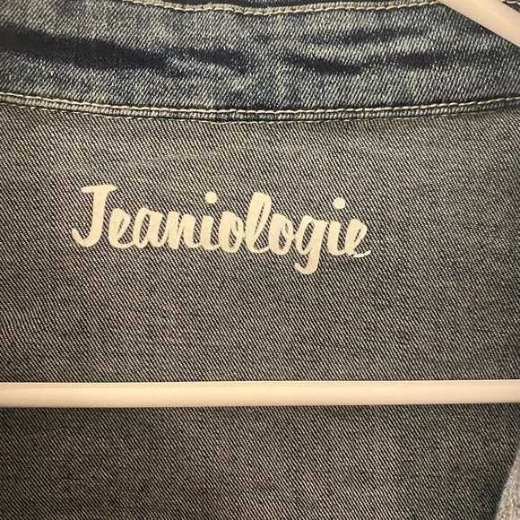 Men's Blue Denim Jacket Long XL Jeaniologie Streetwear Hip Hop - Picture 3 of 8